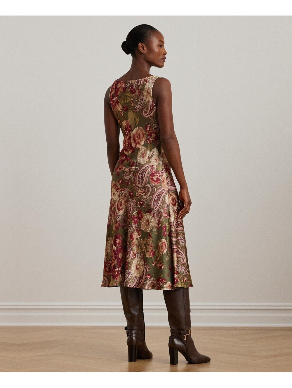 Lauren Ralph Lauren Women's Floral Satin Charmeuse Sleeveless Dress Size 14 Us - Picture 4 of 6
